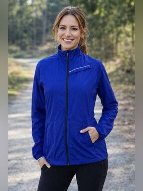 Aether Women’s Blue Nylon Windbreaker Jacket Size 2 – Lightweight, Packable